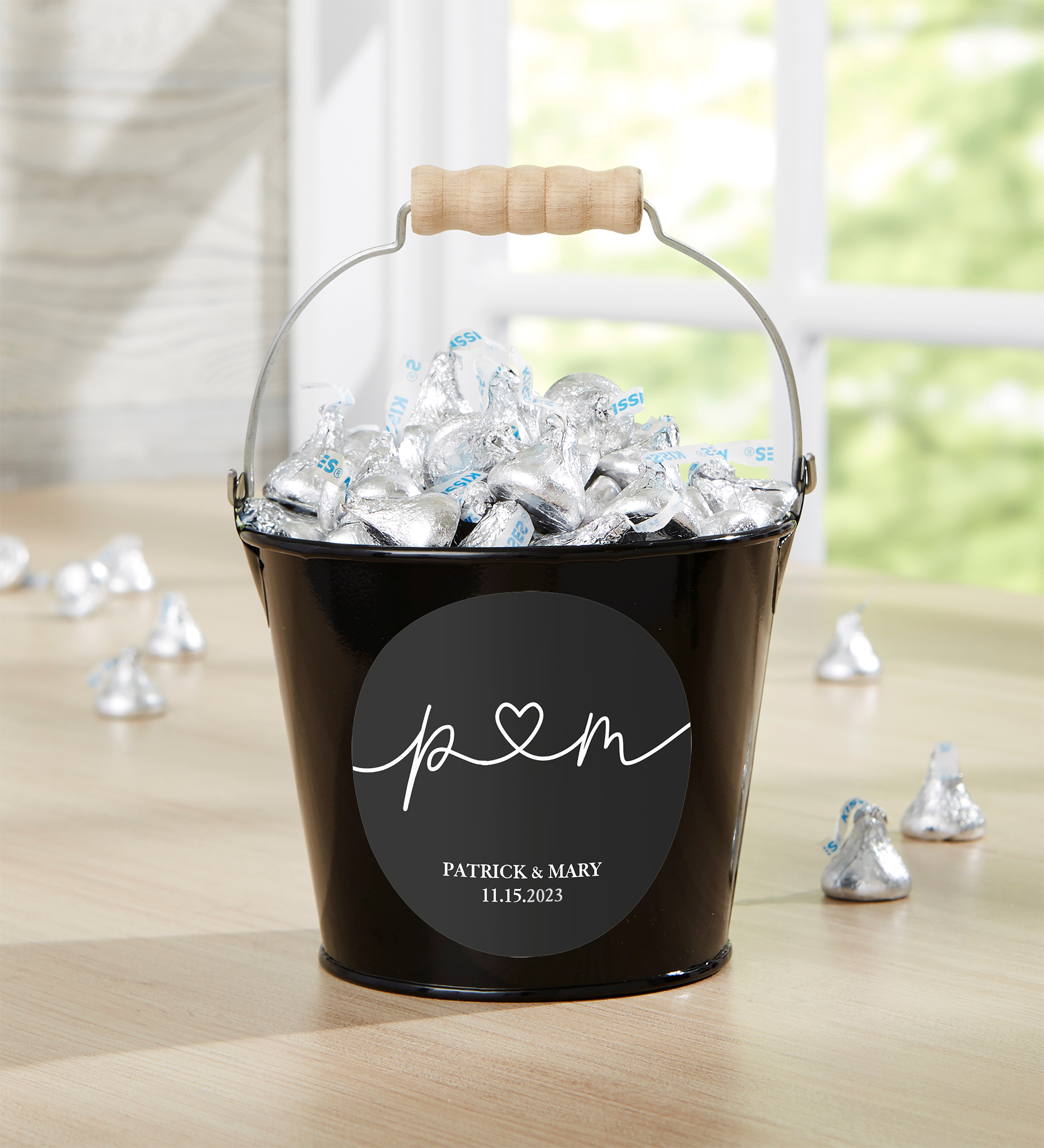 Drawn Together By Love Personalized Metal Bucket